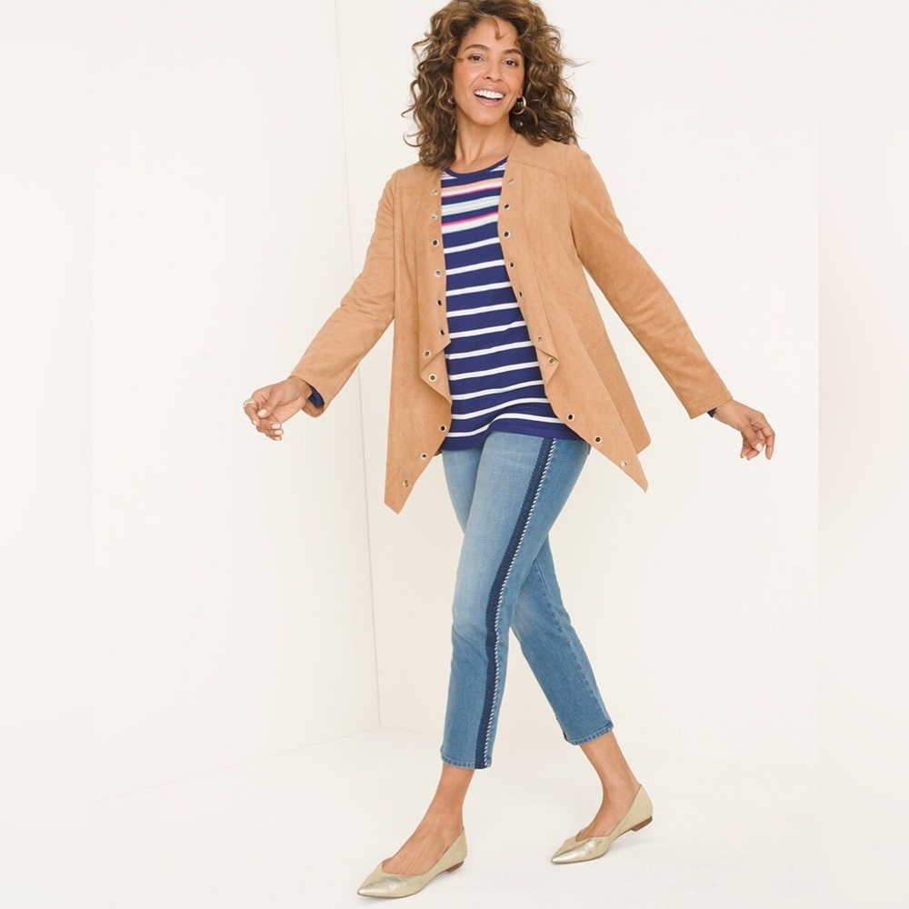 NWT Chico’s 2.5 So Slimming Girlfriend Slim Leg Crop Jeans with Rope Trim - Picture 10 of 10